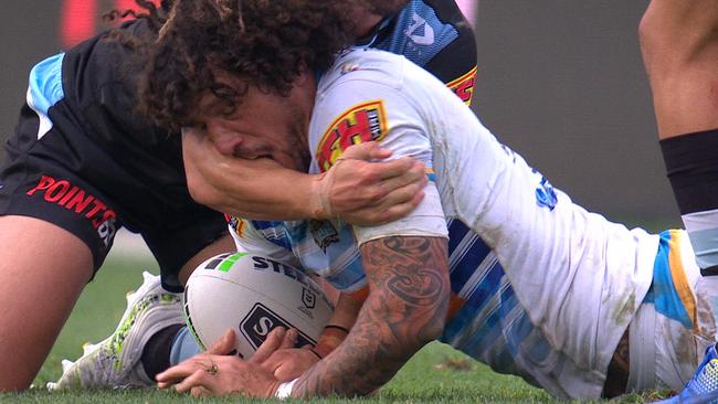 Kevin Proctor was sent off for biting Shaun Johnson.