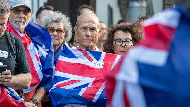 Members of the jewish community and Australians rally together in a protest against the string of ongoing anti-Semetic attacks in Sydney. Picture Thomas Lisson