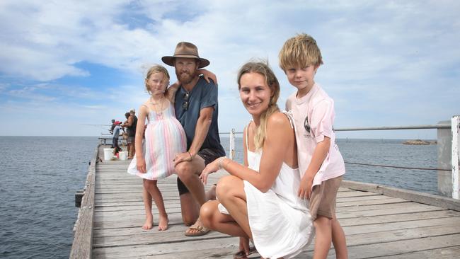 WA family Brett and Alesha Moyle with their kids, Ella, 6, and Jay, 4. Picture: Dean Martin