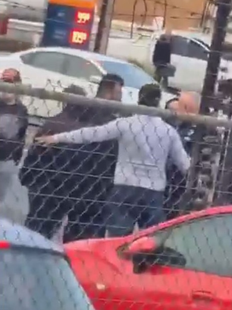 A screenshot from a video of the brawl.