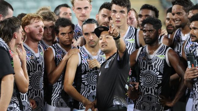 Palmerston Magpies coach Josh Heath during the 2021-22 NTFL season. Picture: Celina Whan / AFLNT Media