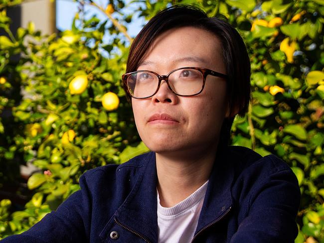 Tracey Wang, 30, was visiting family in Wuhan when she got stuck in the original Wuhan lockdowns, unable to return home to Melbourne. She was eventually able to return, undergoing hotel quarantine before stage three and then four restrictions in Melbourne. Picture: Mark Stewart