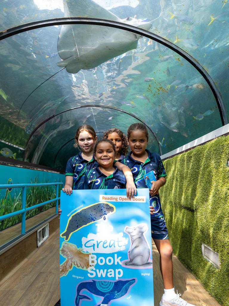 First Nations students got to learn about and meet a dugong at Sea Life Sydney Aquarium as part of the launch. Picture: Joseph Mayers/ILF/supplied