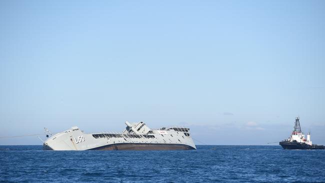 It now sits on its side in the waters of Hervey Bay.