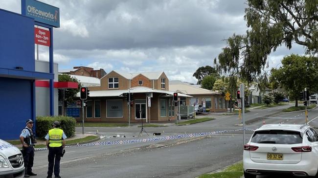 The crime scene established on the corner of Nowra Ln and Worrigee St on January 4, 2022. Picture: Dylan Arvela