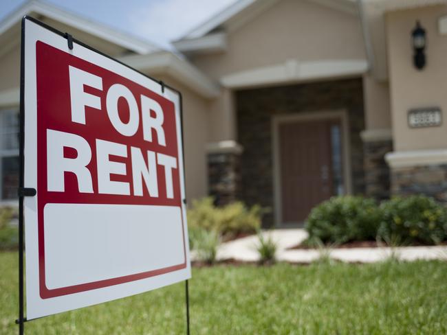 For Rent sign in front of new house