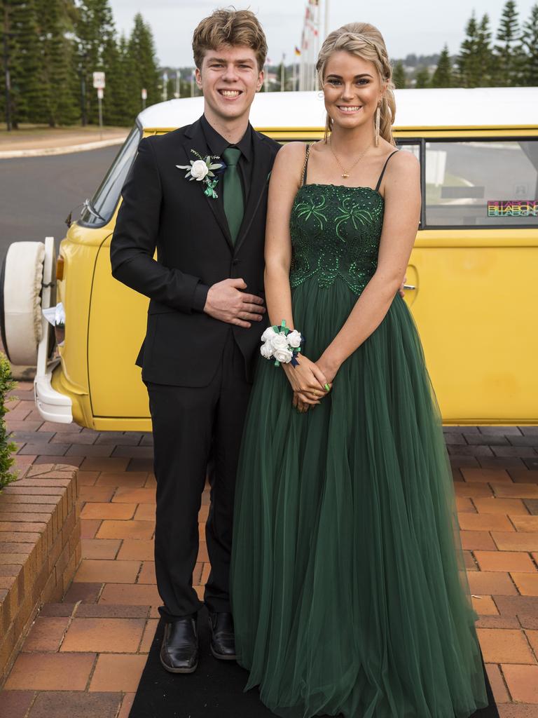 Jy Amps partners Emma Linde to her Wilsonton State High School formal at USQ, Wednesday, November 18, 2020. Picture: Kevin Farmer