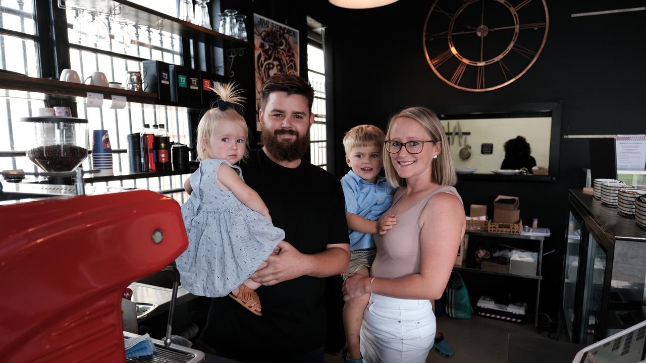 Junktion has opened on the corner of Neil and Bowen Sts, Toowoomba City. Owner Connor Argus is thankful for the support from the community so far. He is pictured here with his stepson Colton Webber, partner Bree Will, and daughter Ellis Argus.