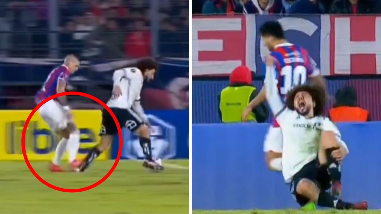 Shocking tackle in Copa Libertadores match. Photos: Twitter