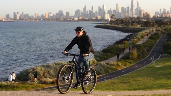 Darren Rutherford riding at Elwood Beach. Victoria’s peak cycling body Bicycle Network is calling for projects to connect Melbourne’s bike path network. Picture: Getty