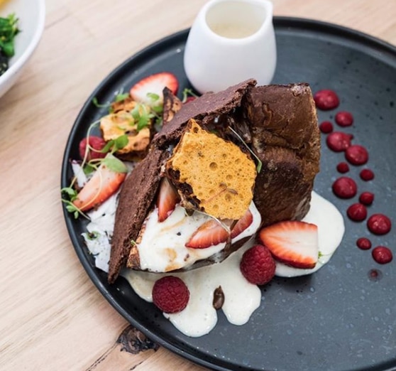 Touchstone cafe in Macleod offers a mouth-watering Golden Gaytime french toast.