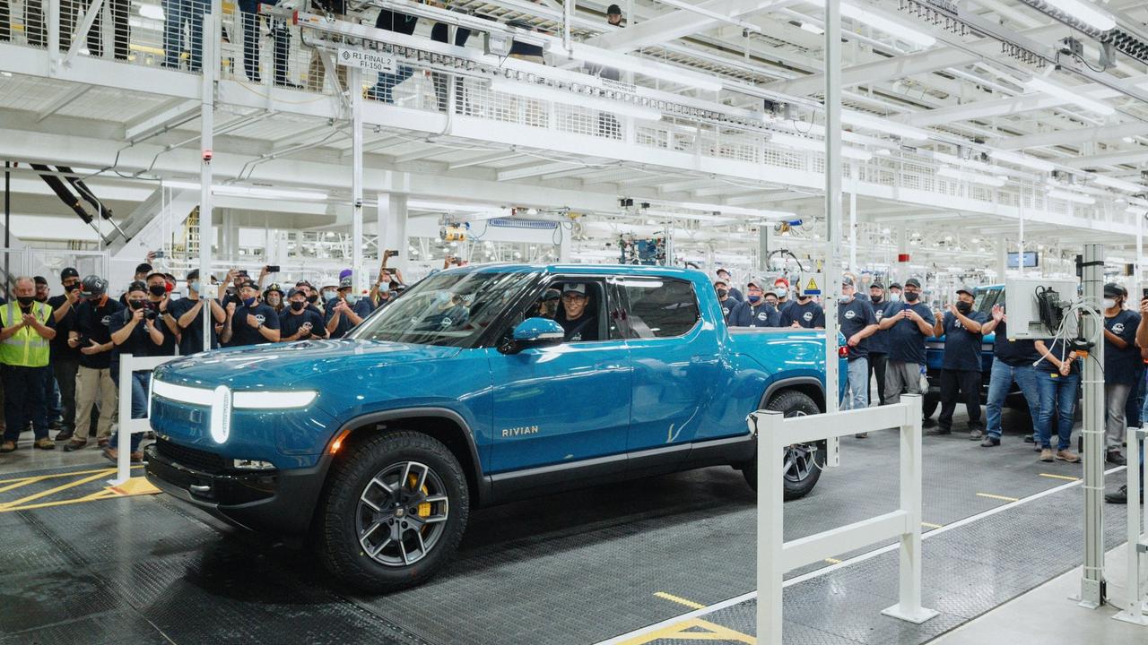 First Rivian R1T electric pick-up truck rolls off the production line.