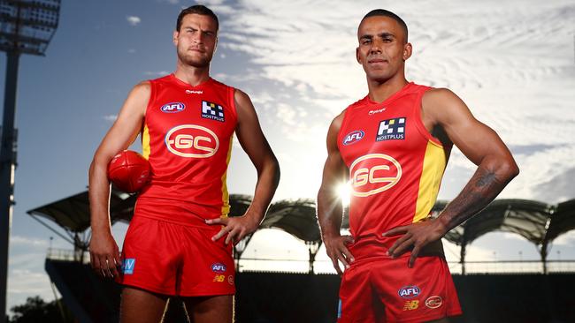 Jarrod Witts and Touk Miller are the Gold Coast Suns’ new leaders. Picture: Chris Hyde/Getty Images