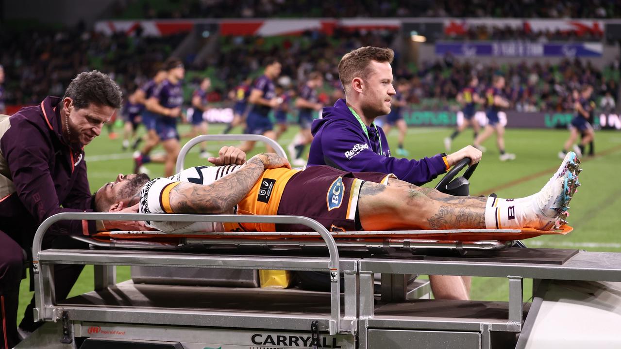 Reynolds was stretchered off early in the gamer. (Photo by Robert Cianflone/Getty Images)