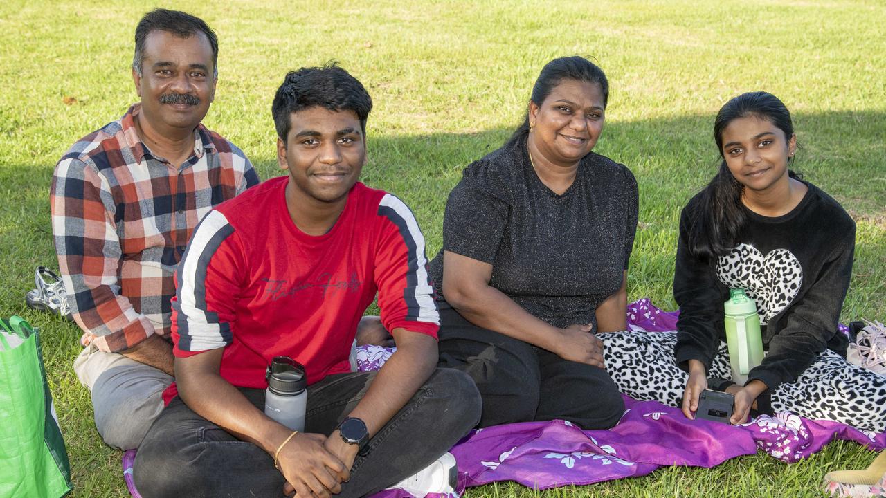 (From left) Prabhu, Priya, Jason and Jane Prabhu. Triple M Mayoral Carols by Candlelight. Sunday 8th December, 2024. Picture: Nev Madsen.