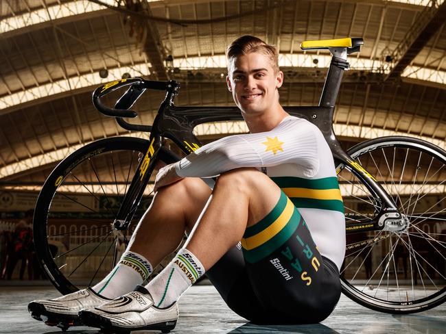 ON HOLD FOR COMMONWEALTH GAMES FRONT PAGE .  26/3/18 Matthew Glaetzer, Cyclist - newly crowned World Champion at the Adelaide Super-Drome. Picture MATT TURNER.
