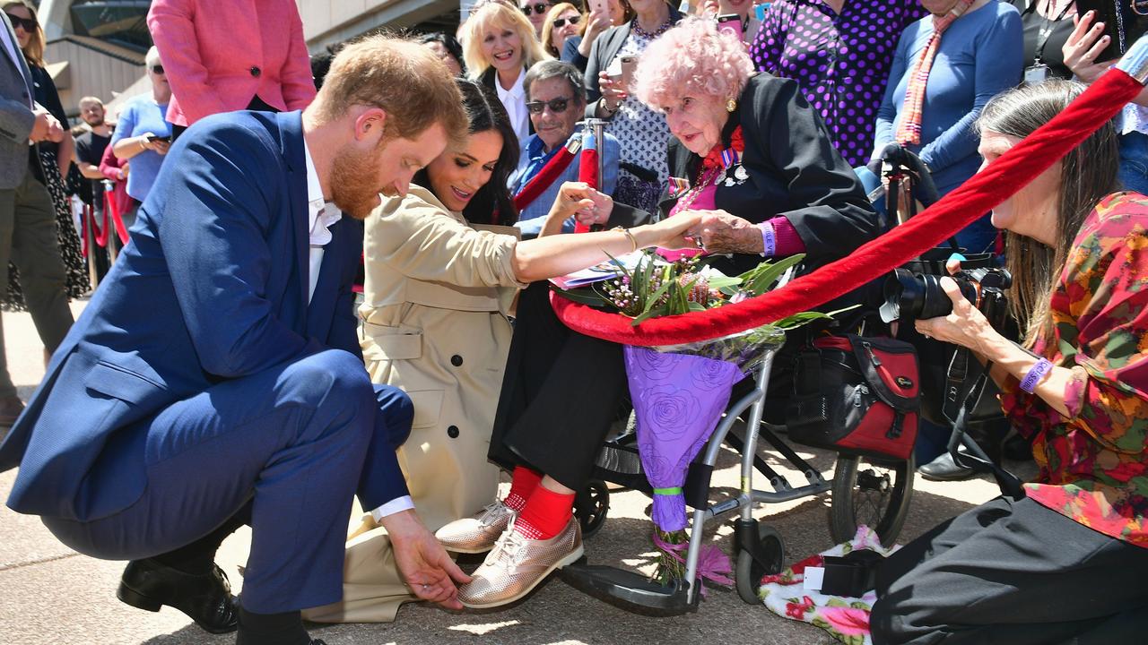 The Duke of Sussex and Meghan, Duchess of Sussex, admired Daphne’s kicks. Picture: Samir Hussein