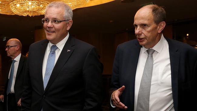 Prime Minister Scott Morrison and Grant King. Picture: James Croucher