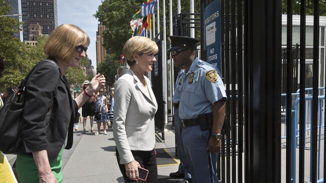 Talks ... Foreign Minister Julie Bishop at UN Headquarters in New York.