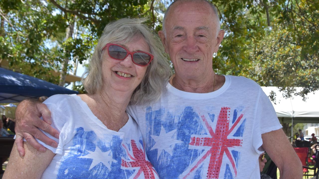 Cathie and Howard Martin looking very patriotic in matching Australia Day t-shirts.