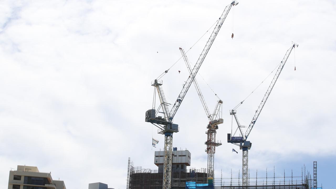 High-rise development, towers and cranes dominate the Main Beach skyline. Picture Glenn Hampson