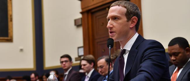 Facebook chairman and CEO Mark Zuckerberg testifies before the House Financial Services Committee in 2019. Picture: AFP