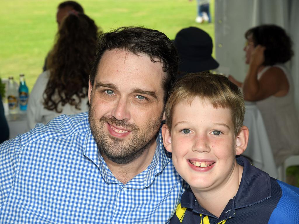 Benjamin and Isaac Maden enjoy the Mulberry Project Long Lunch at the Heritage Bank Toowoomba Royal Show. Saturday March 26, 2022