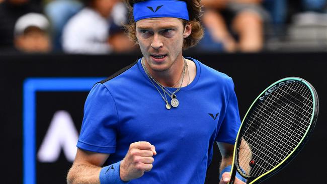 Andrey Rublev says he was abused by Ukrainian fans at Melbourne Park. Picture: AFP Images