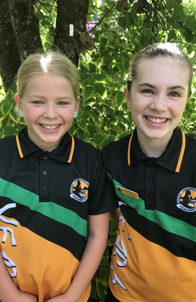 Peachester State School captains Sophie Holznagel and Violet Walters