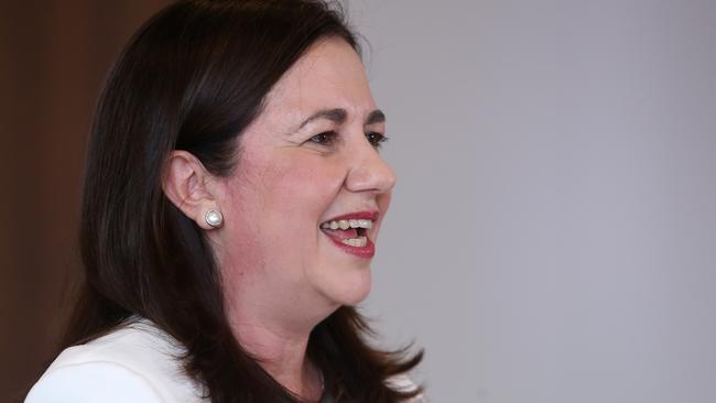 Queensland Premier Annastacia Palaszczuk speaks to the media after formally declaring victory in the 2017 state election. Picture: AAP/Jono Searle