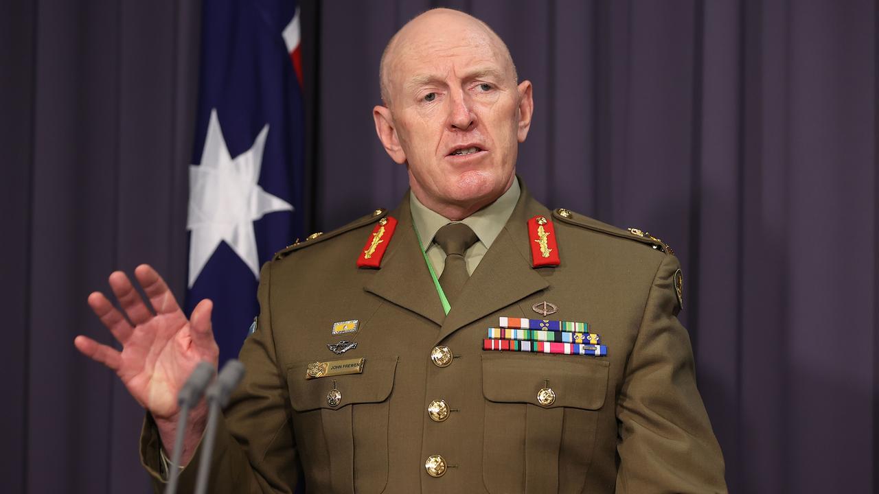 Covid-19 task force commander Lieutenant General John Frewen says vaccination rates among Indigenous Australians are rising encouragingly. Picture: NCA NewsWire / Gary Ramage