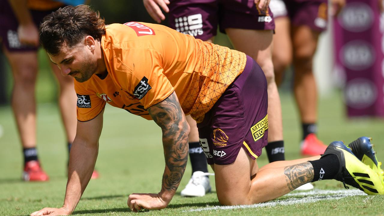 Jack Bird went down with a knee injury at Broncos training.
