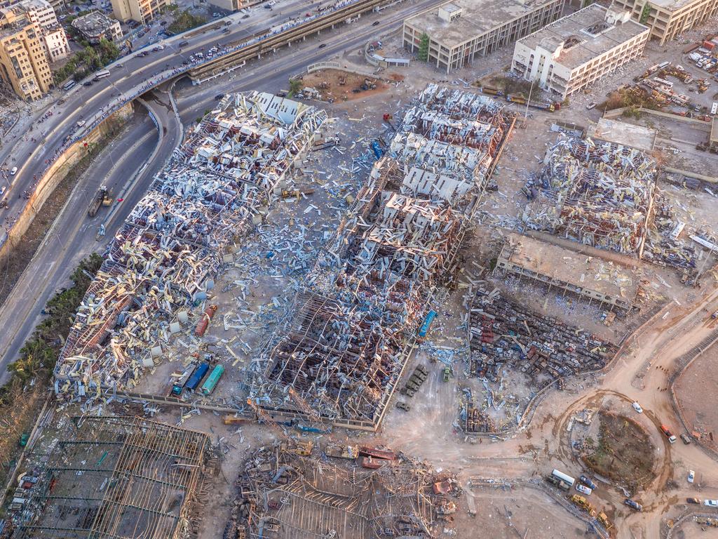 The port buildings were completely destroyed. Picture: Haytham El Achkar/Getty Images