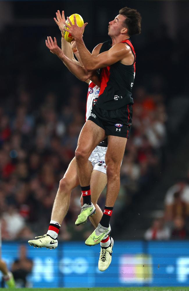 Nic Martin flies for a mark during his record-equalling game. Picture: Quinn Rooney/Getty Images