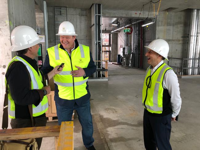 James Packer tours Crown Resorts Barangaroo site.