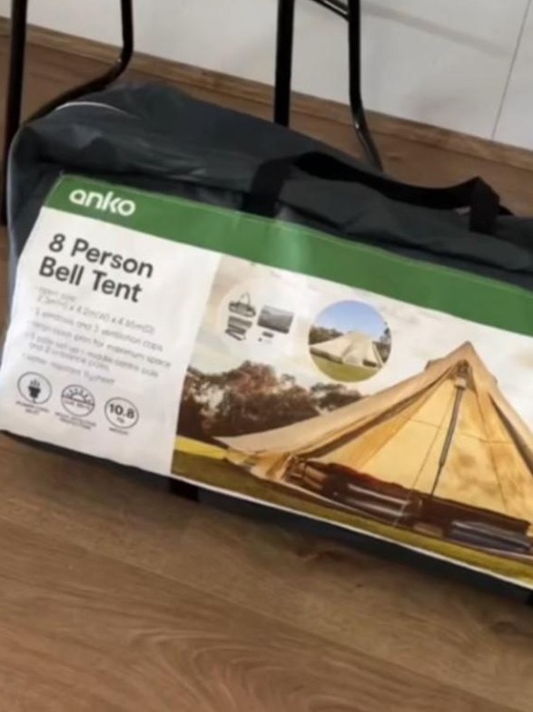 The budget retailer’s Bell Tent, which claims to sleep eight people, is available for $199. Picture: TikTok