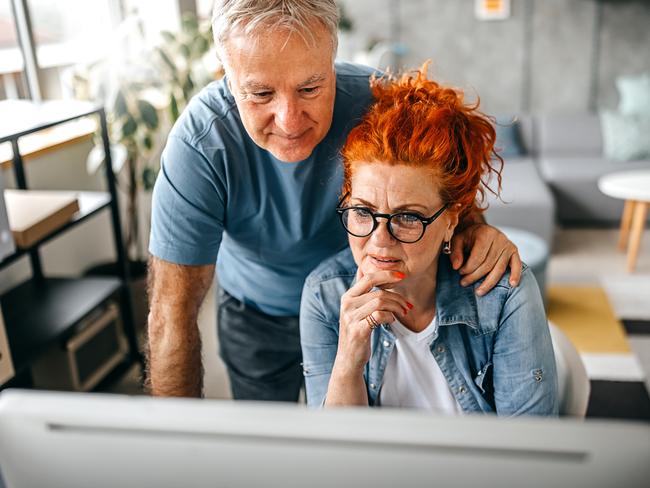 SENIOR/PENSIONER/MATURE/ELDERLY/OVER 65/GRANDPARENT/RETIREE/SUPERANNUATION. Picture: istock Senior people work from home, working at a computer