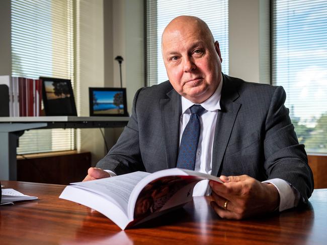 Treasurer and Minister for Economic Development Ã Tim Pallas MP, in his office ahead of the 2021 state budget. Picture: Jake Nowakowski