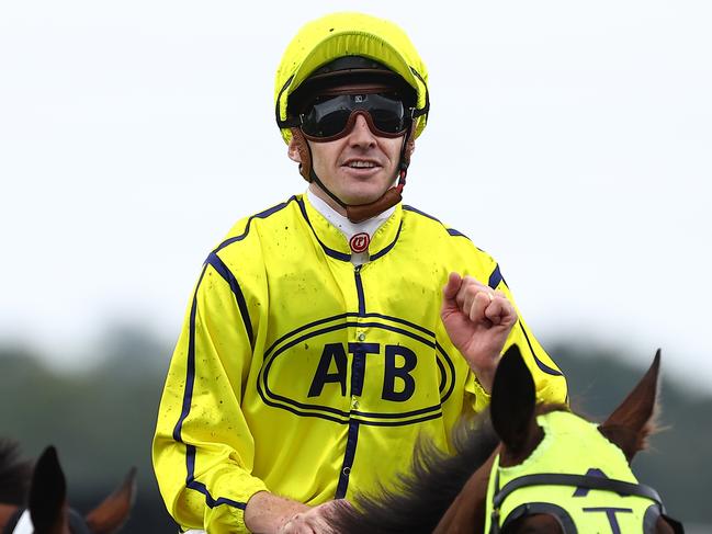 KEMBLA GRANGE, AUSTRALIA - NOVEMBER 25: Jason Collett riding Detonator Jack wins Race 7 The Illawarra Mercury Gong during Sydney Racing at Kembla Grange Racecourse on November 25, 2023 in Kembla Grange, Australia. (Photo by Jeremy Ng/Getty Images)