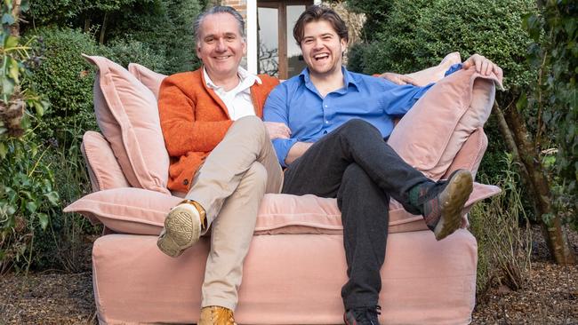 Maker&amp;Son owners Alex Willcock and Felix Conran on a Velvet Song Loveseat