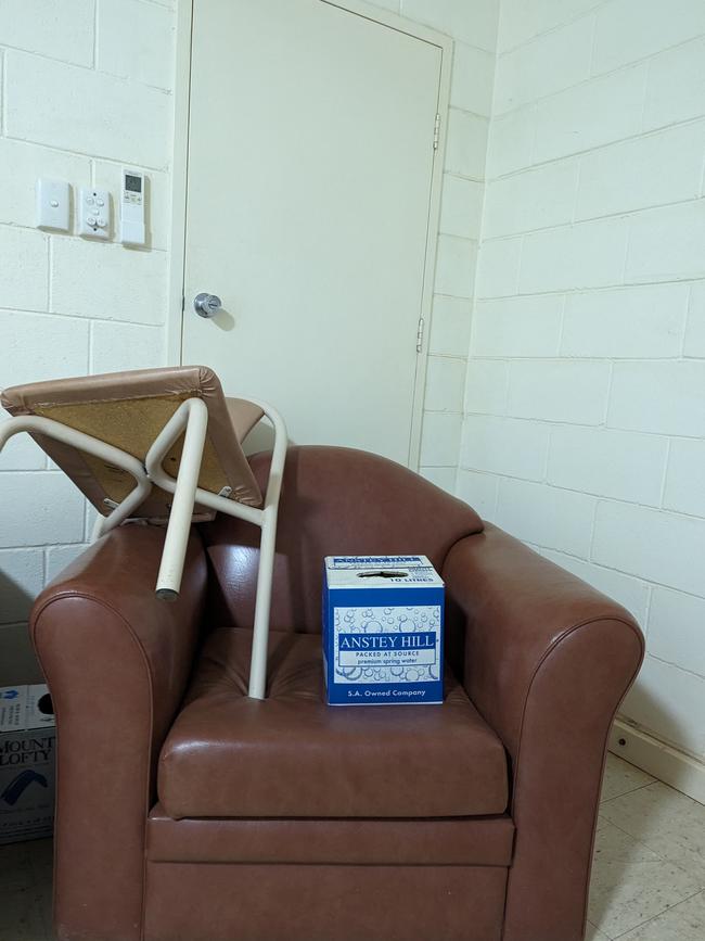 A barricaded door inside a remote area clinic. Picture: Kirsten Due