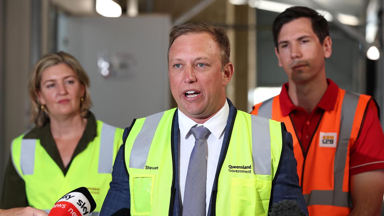 Premier Steven Miles speaking in Bundaberg today. Picture: Adam Head