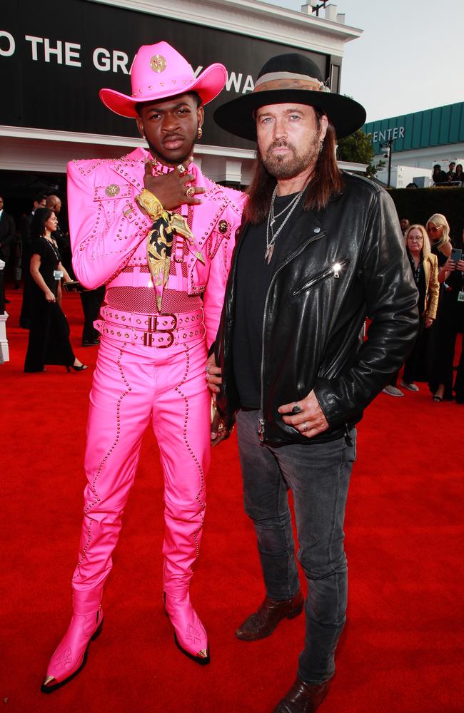 Billy Ray Cyrus, right, with Lil Nas X at the Grammys in 2020. Picture: Getty Images