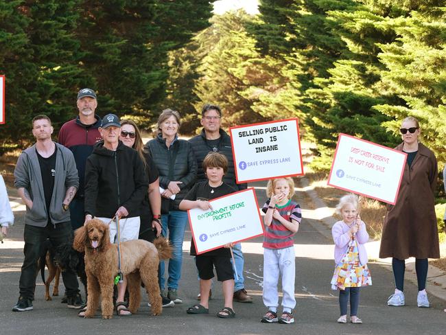 Residents  gather in Cypress Lane, near Coombes Rd Torquay .where a huge multi storey Retirement home is proposed to be built over the whole Site down Cypress lane .Picture: Mark Wilson