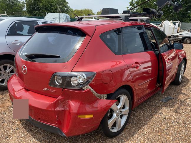 Jimmy Marshall's car., which was stolen in the ordeal, as it was recovered by police. Picture: NTPFES