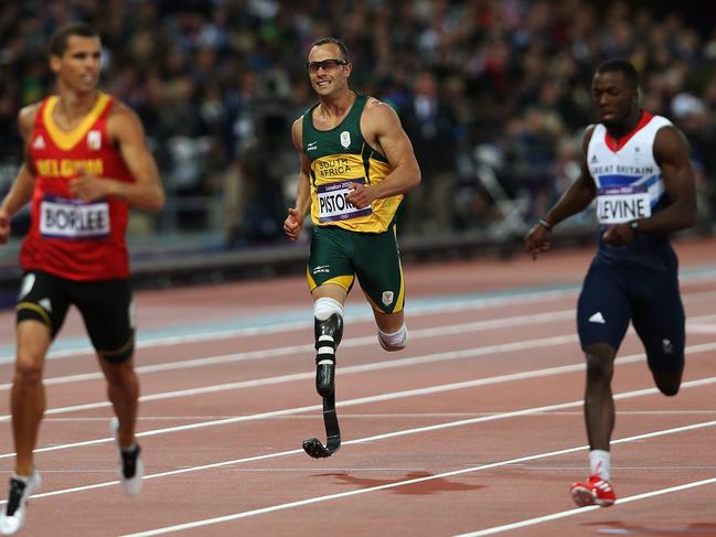 Oscar Pistorious competing in the semi finals of the men's 400m in the 2012 Paralympics, London.