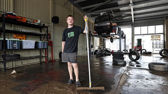 Dominic Porter from Hassard Industries in the aftermath from flooding caused by ex Tropical Cyclone Alfred in Bundamba. Picture: Tara Croser.