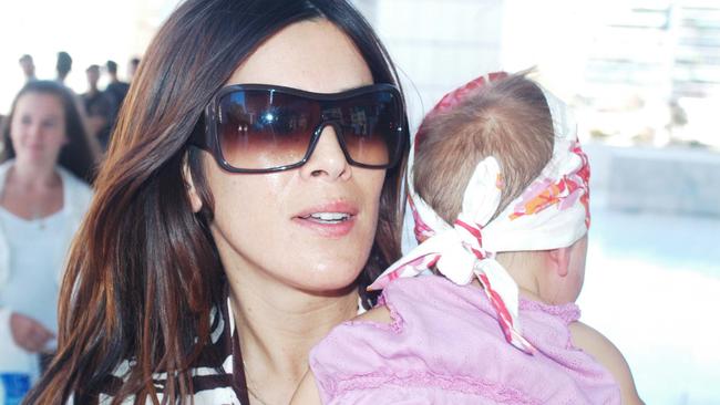 Danielle McGuire in Athens with baby Renate, her daughter with drug boss Tony Mokbel. photographer: Kostas Koutsaftikis.