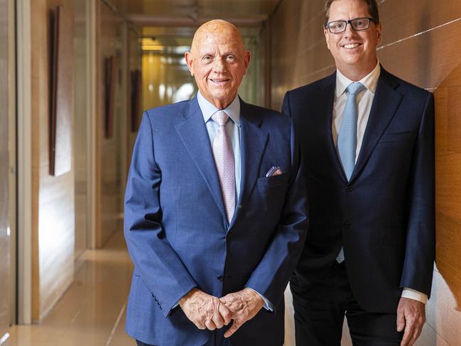 Solomon Lew with new Premier Retail CEO Richard Murray. Picture: Aaron Francis/The Australian