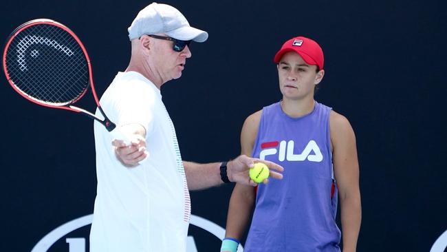 Craig Tyzzer says his young charge Ash Barty is a vastly improved player — but he expects even more. Picture: AAP.